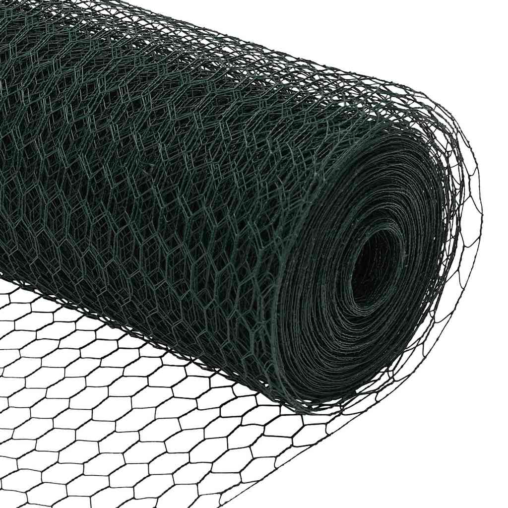 vidaXL Zaunpfosten Grün 10 x 1,4 m (13 mm Maschen) Stahl und PVC