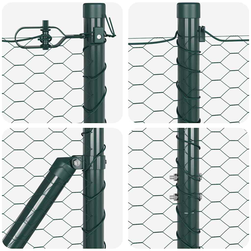vidaXL Zaunpfosten Grün 10 x 1,4 m (25 mm Maschen) Stahl und PVC