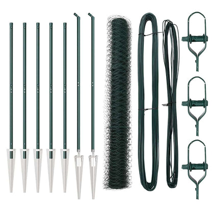 Zaunpfosten Grün 10 x 1,4 m (36 mm Maschenweite) Stahl und PVC