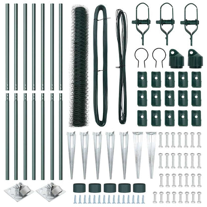 Zaunpfosten Grün 10 x 1,4 m (36 mm Maschenweite) Stahl und PVC