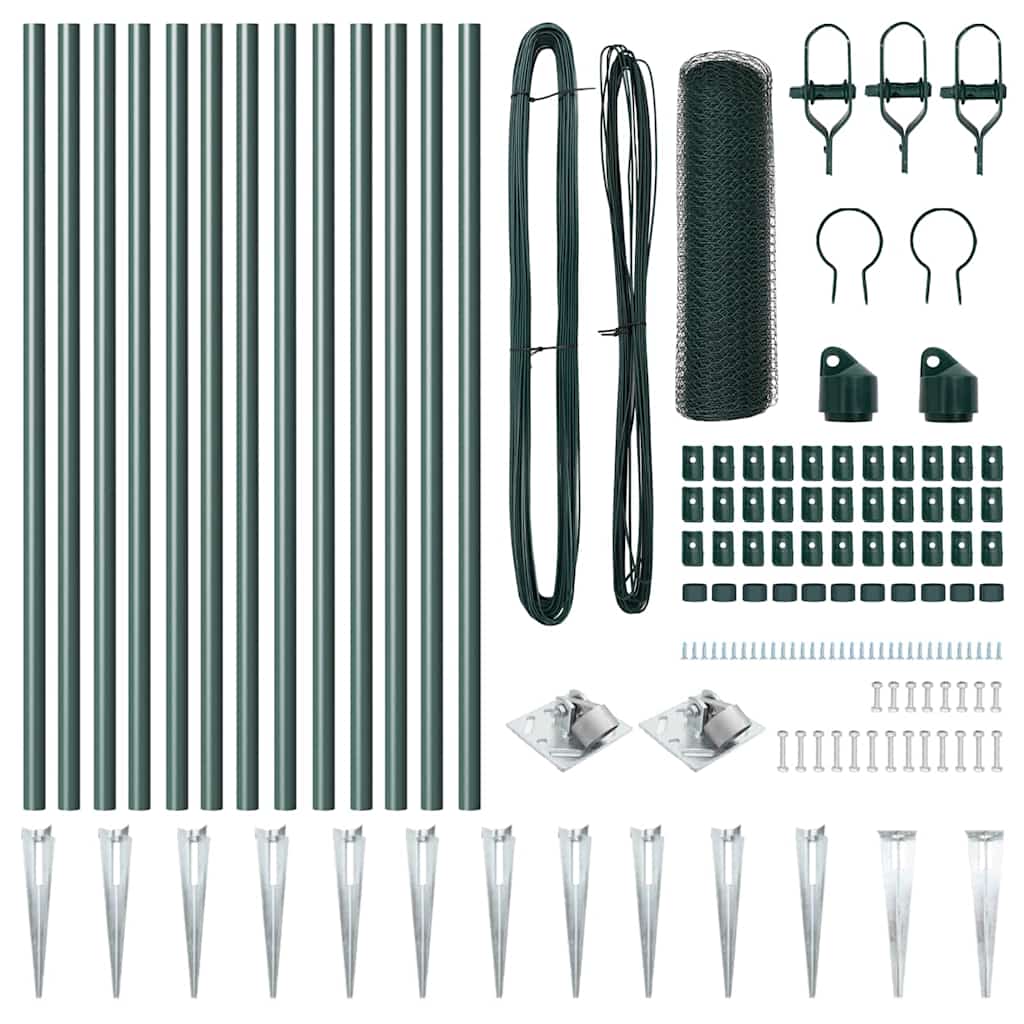 Zaunpfosten Grün 25 x 0,5 m (13 mm Maschen) Stahl