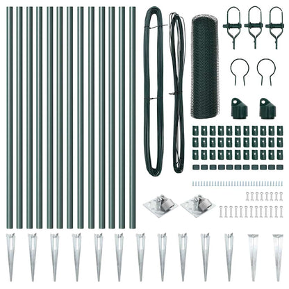 Zaunpfosten Grün 25 x 0,5 m (13 mm Maschen) Stahl