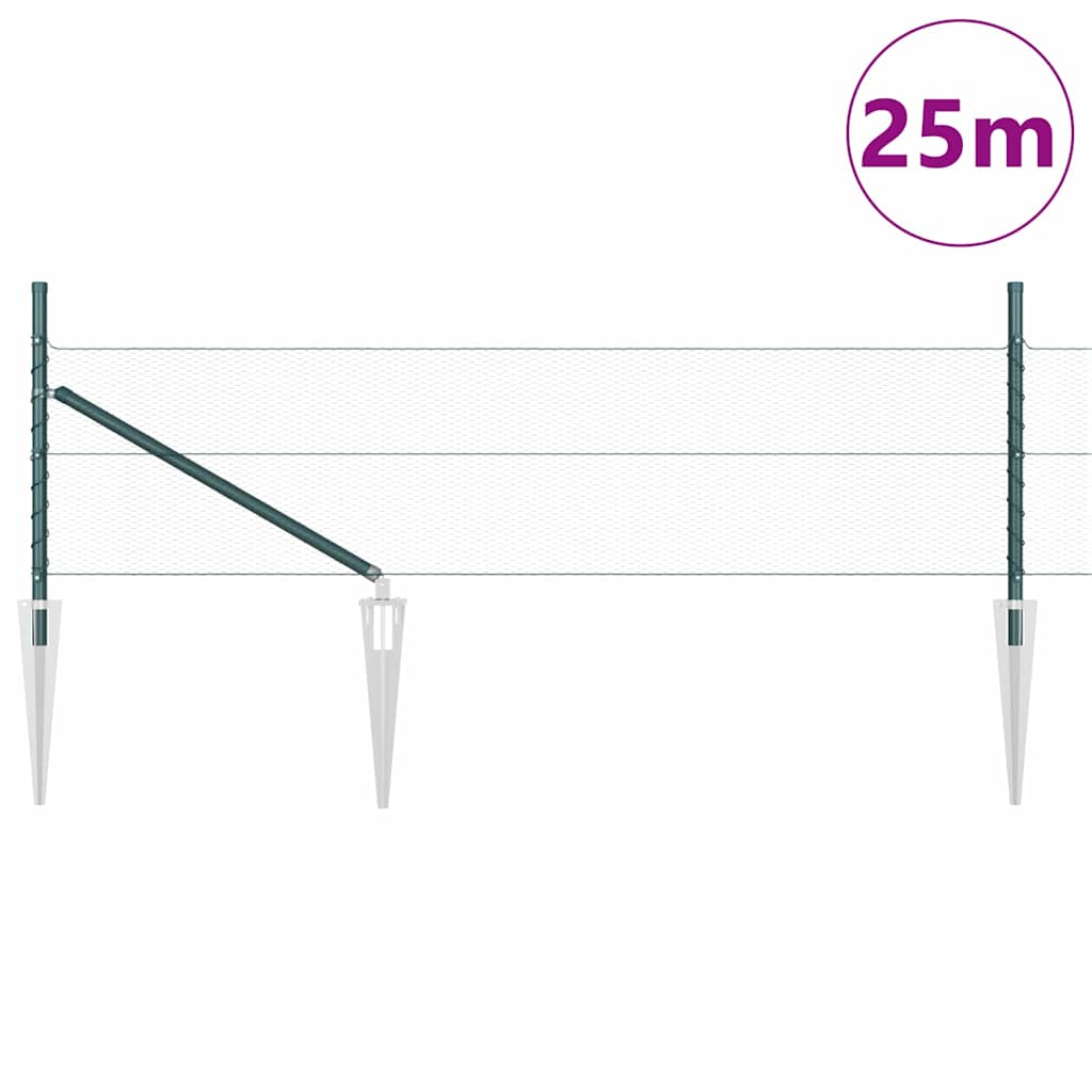 Zaunpfosten Grün 25 x 0,5 m (13 mm Maschen) Stahl