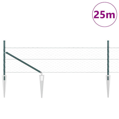 vidaXL Zaun mit Pfosten Grün 0,5 x 25 m PVC-beschichteter Stahl