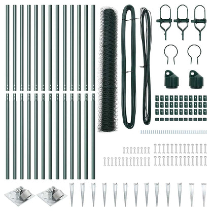 Zaunpfosten Grün 25 x 1 m (50 mm Maschen) Stahl