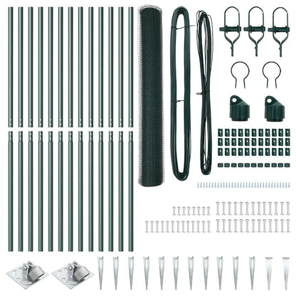 vidaXL Zaunpfosten Grün 25 x 1,2 m (13 mm Maschen) Stahl