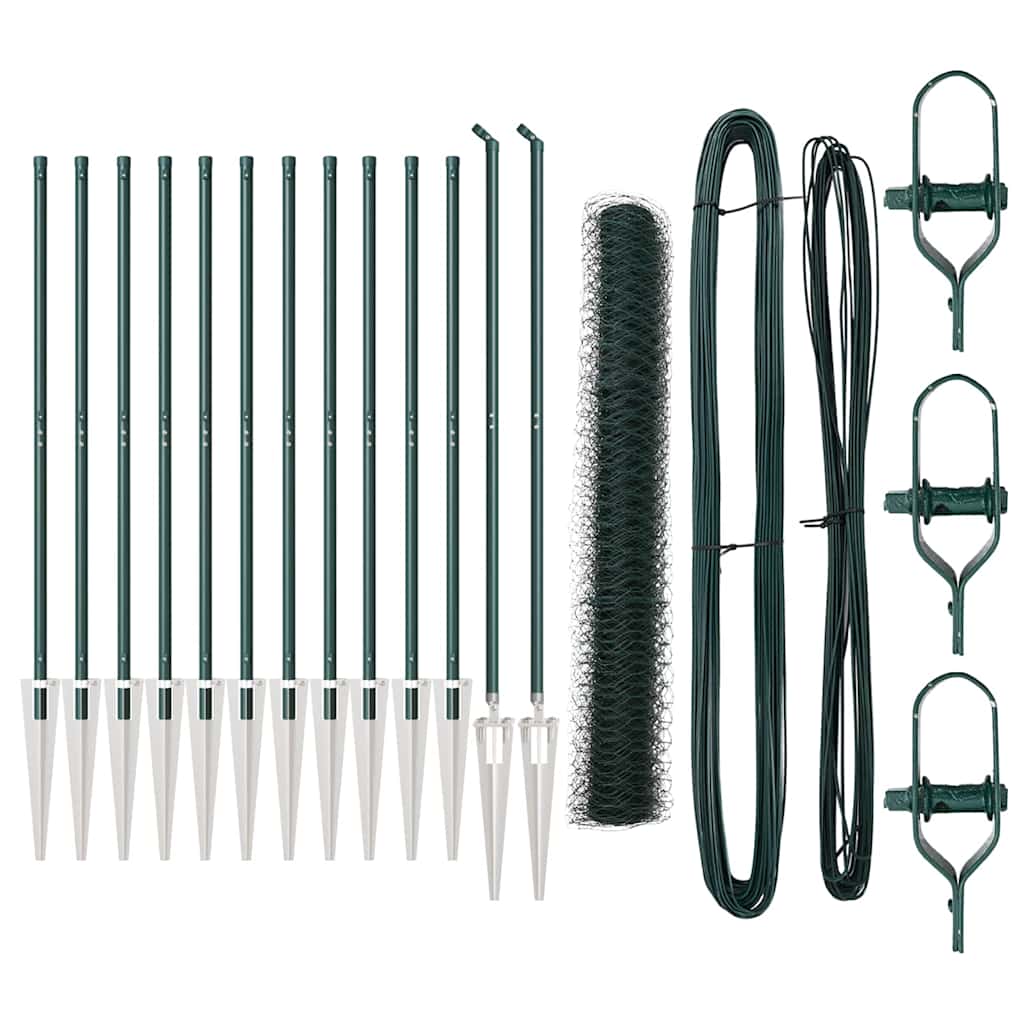 vidaXL Zaunpfosten Grün 25 x 1,4 m (50 mm Mesh) Stahl und PVC