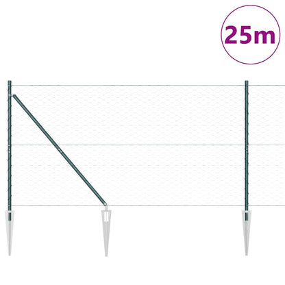 vidaXL Zaunpfosten Grün 25 x 1,4 m (50 mm Mesh) Stahl und PVC