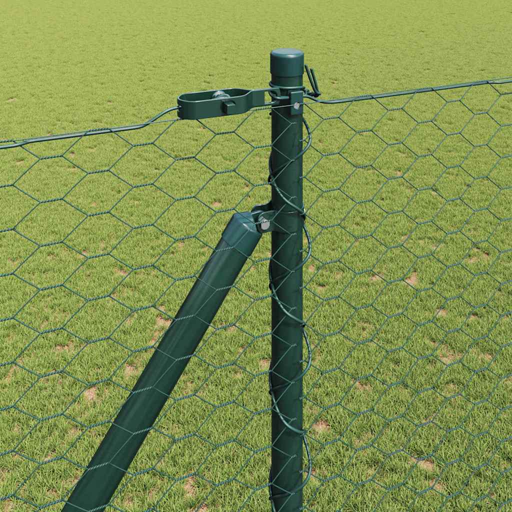 vidaXL Zaunpfosten Grün 25 x 1,5 m (36 mm Maschen) Stahl
