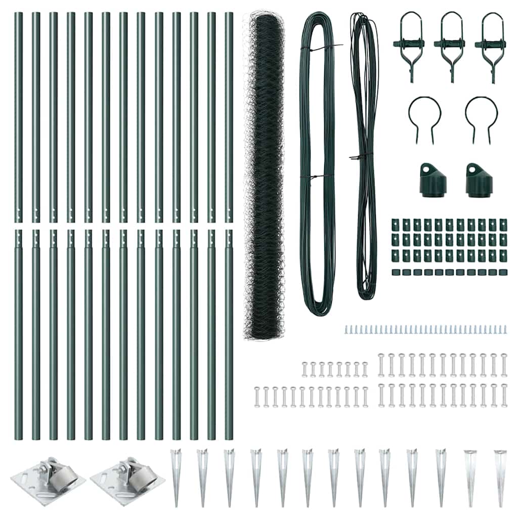 vidaXL Zaunpfosten Grün 25 x 1,6 m (36 mm Mesh) Stahl und PVC