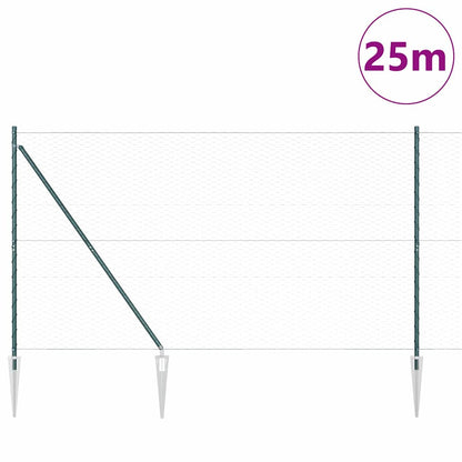 vidaXL Zaunpfosten Grün 25 x 1,6 m (36 mm Mesh) Stahl und PVC