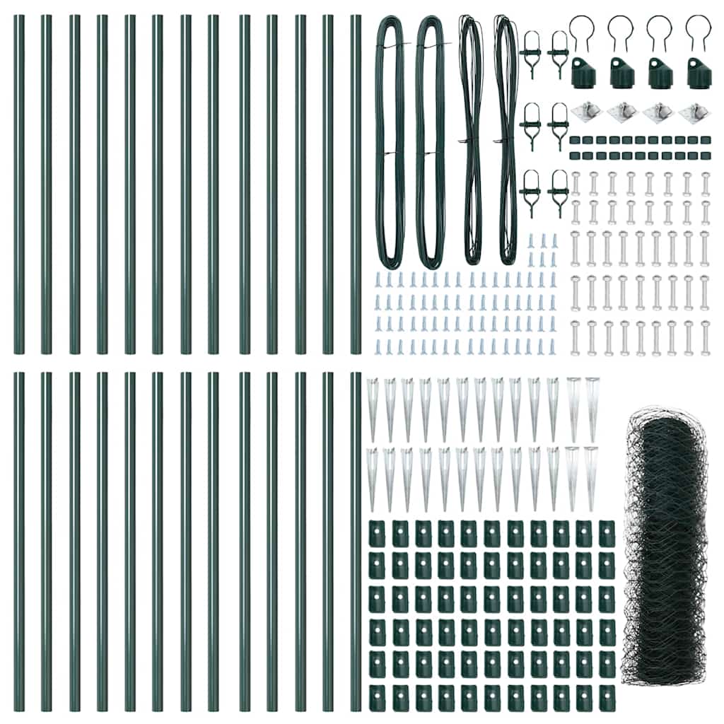 vidaXL Zaunpfosten Grün 50 x 0,5 m (36 mm Netz) Stahl und PVC