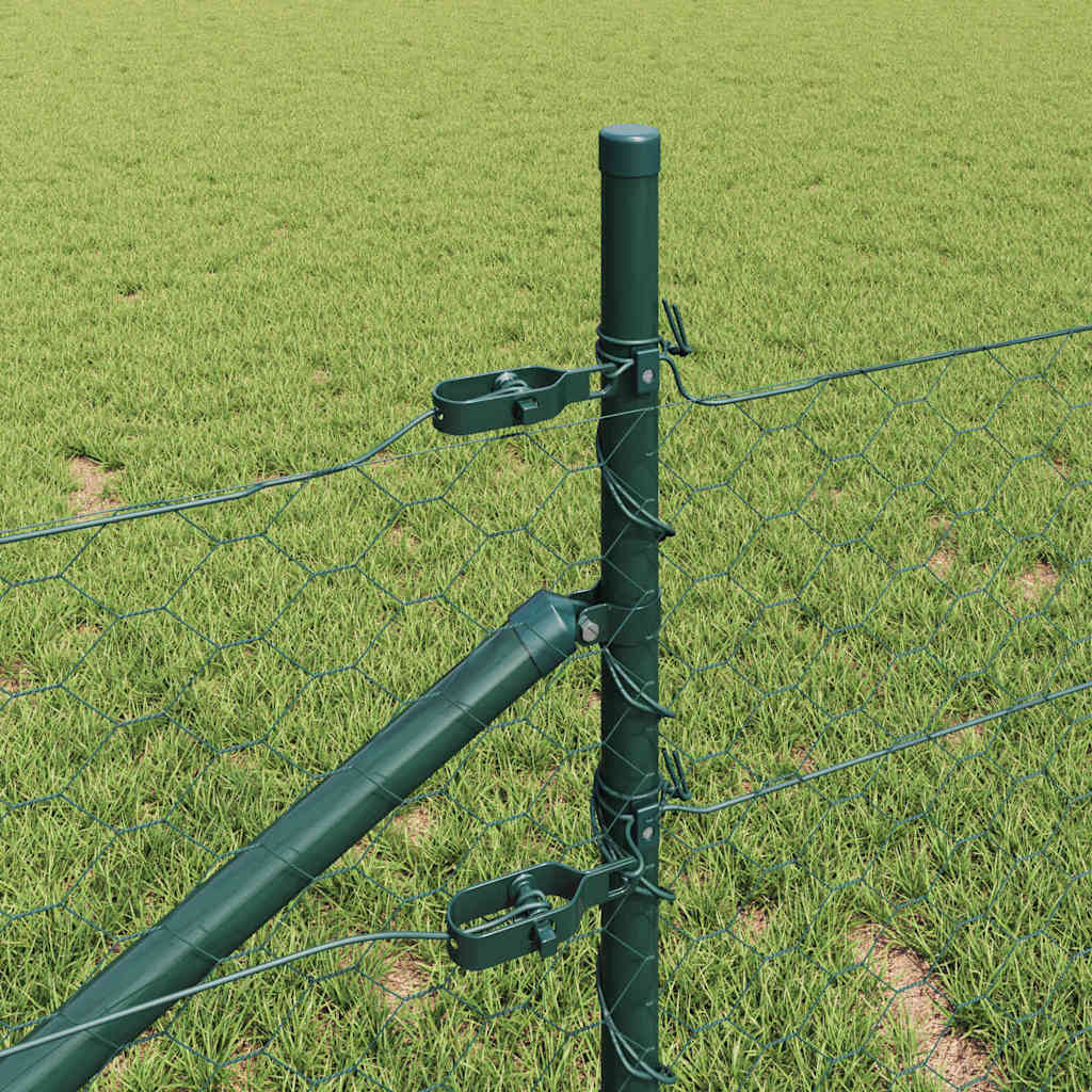 vidaXL Zaunpfosten Grün 50 x 0,5 m (50 mm Netz) Stahl und PVC