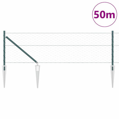 vidaXL Zaunpfosten Grün 50 x 0,8 m (50 mm Maschen) Stahl und PVC