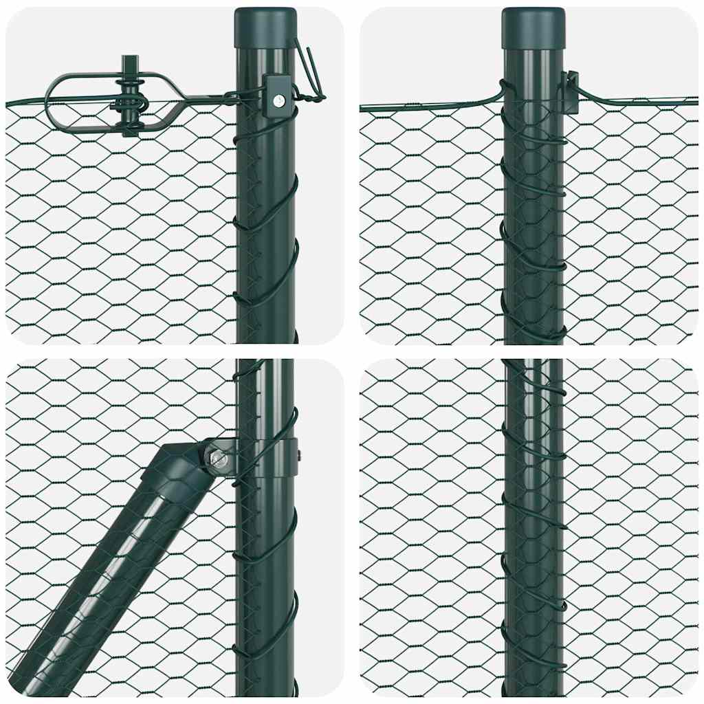 vidaXL Zaunpfosten Grün 50 x 1 m (13 mm Maschendraht) Stahl und PVC