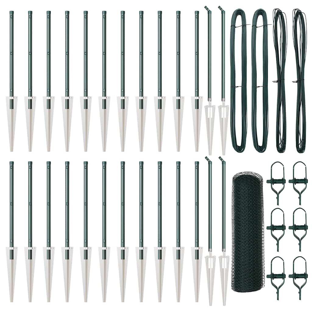 Zaunpfosten Grün 50 x 1 m (25 mm Maschenweite) Stahl und PVC