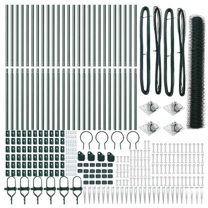 vidaXL Zaunpfosten Grün 50 x 1,4 m (36 mm Netz) Stahl und PVC