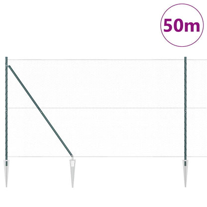 vidaXL Zaunpfosten Grün 50 x 1,5 m (25 mm Maschenweite) Stahl und PVC