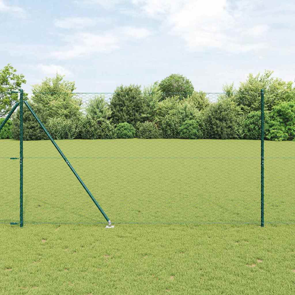 vidaXL Zaunpfosten Grün 50 x 1,5 m (36 mm Maschenweite) Stahl und PVC