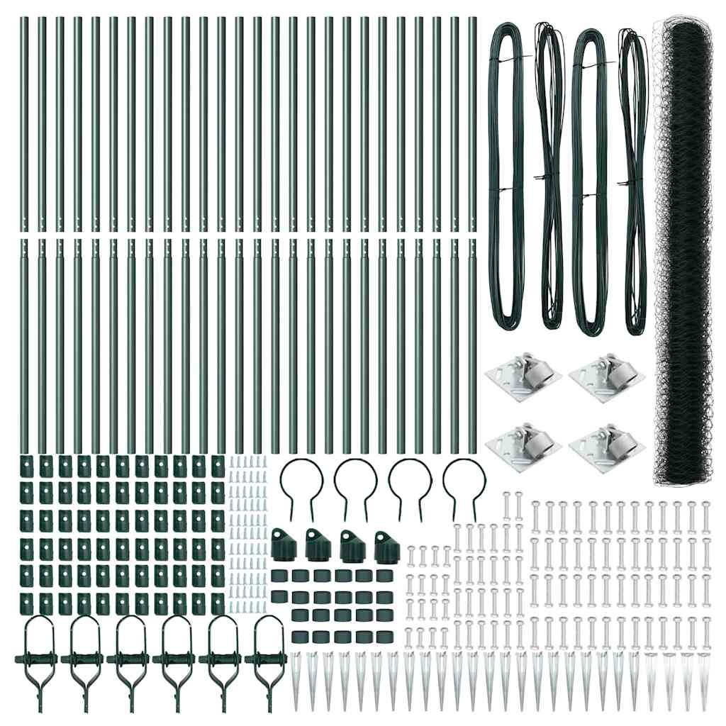vidaXL Zaunpfosten Grün 50 x 1,5 m (36 mm Maschenweite) Stahl und PVC