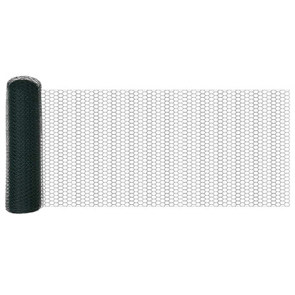 vidaXL Zaunpfosten Grün 100 x 0,4 m (25 mm Netz) Stahl und PVC