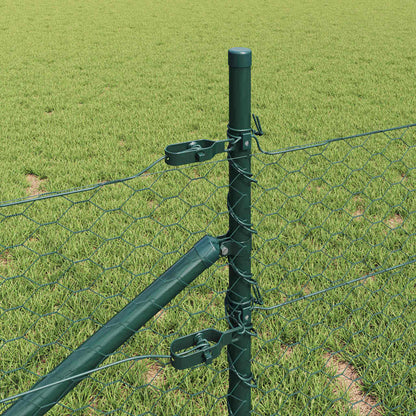 vidaXL Zaunpfosten Grün 100 x 0,4 m (36 mm Maschen) Stahl und PVC