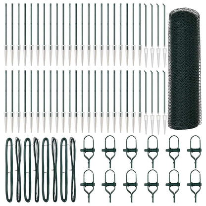 vidaXL Zaunpfosten Grün 100 x 0,5 m (13 mm Netz) Stahl und PVC
