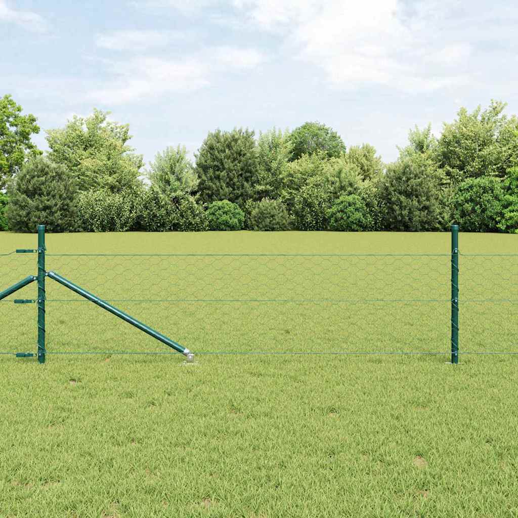 vidaXL Zaunpfosten Grün 100 x 0,5 m (50 mm Maschenweite) Stahl und PVC