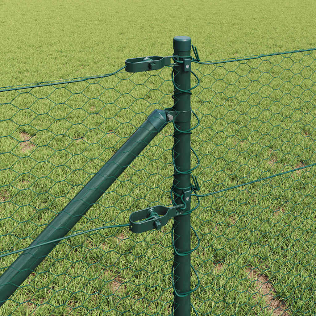 vidaXL Zaunpfosten Grün 100 x 0,8 m (25 mm Gitter) Stahl und PVC