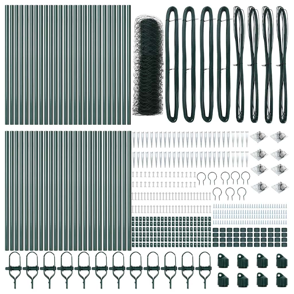 vidaXL Zaunpfosten Grün 100 x 0,8 m (36 mm Maschenweite) Stahl und PVC
