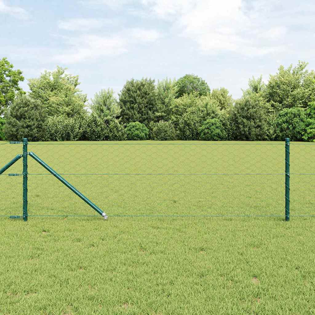 vidaXL Zaunpfosten Grün 100 x 0,8 m (50 mm Maschen) Stahl und PVC