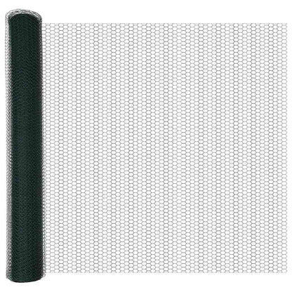 vidaXL Zaunpfosten Grün 100 x 1 m (25 mm Maschen) Stahl und PVC