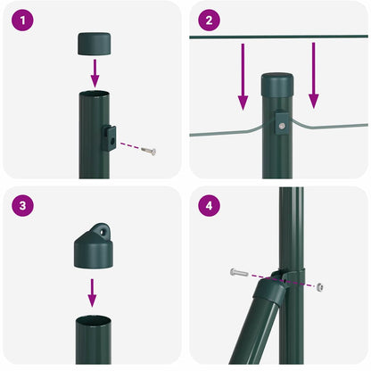 vidaXL Zaunpfosten Grün 100 x 1 m (25 mm Maschen) Stahl und PVC