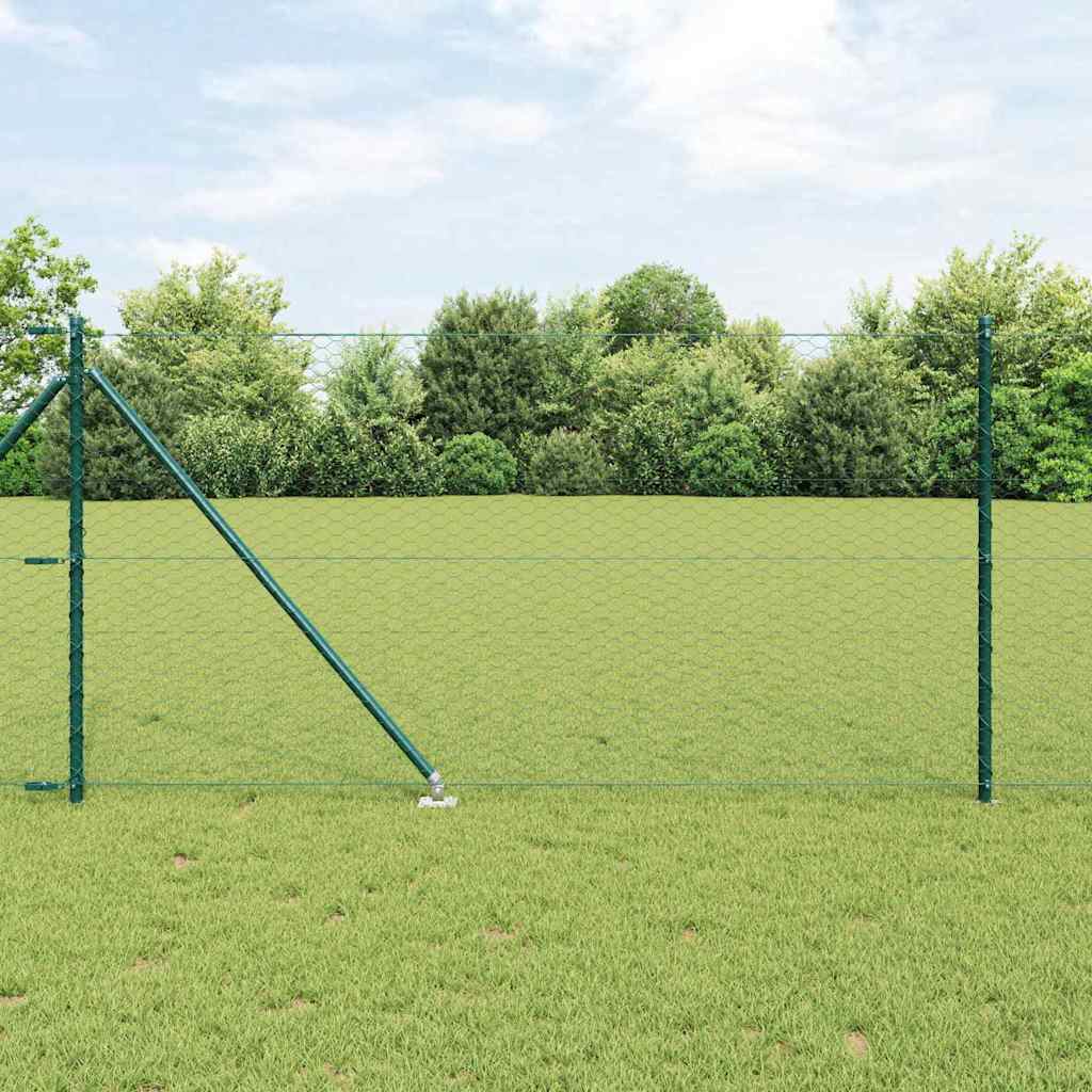 vidaXL Zaunpfosten Grün 100 x 1 m (36 mm Maschenweite) Stahl und PVC
