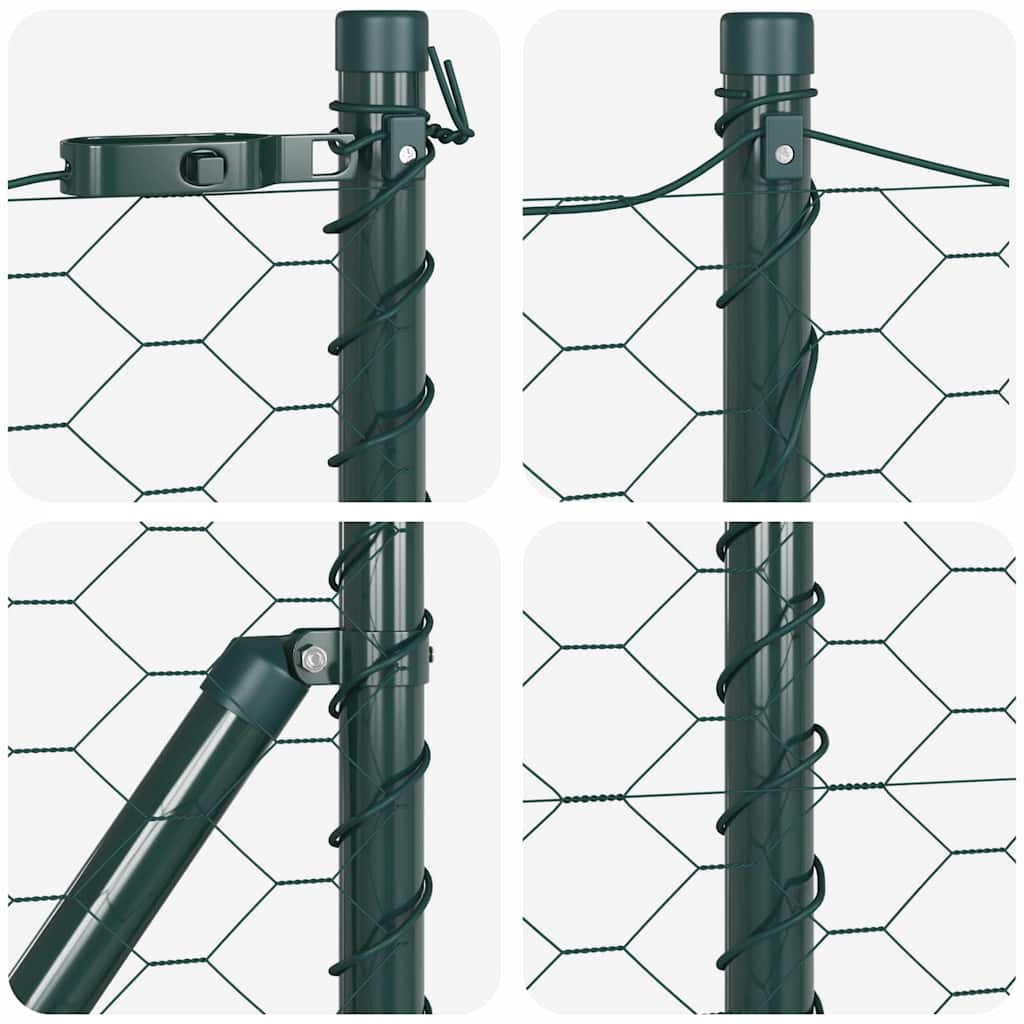 vidaXL Zaunpfosten Grün 100 x 1 m (50 mm Maschenweite) Stahl und PVC