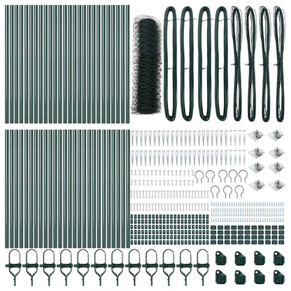 vidaXL Zaunpfosten Grün 100 x 1 m (50 mm Maschenweite) Stahl und PVC