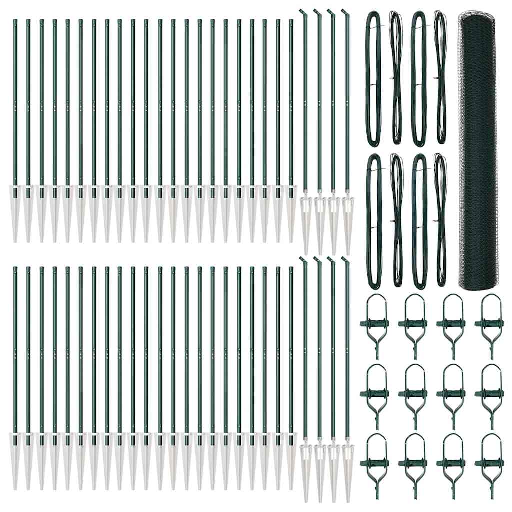 vidaXL Zaunpfosten Grün 100 x 1,2 m (25 mm Netz) Stahl und PVC