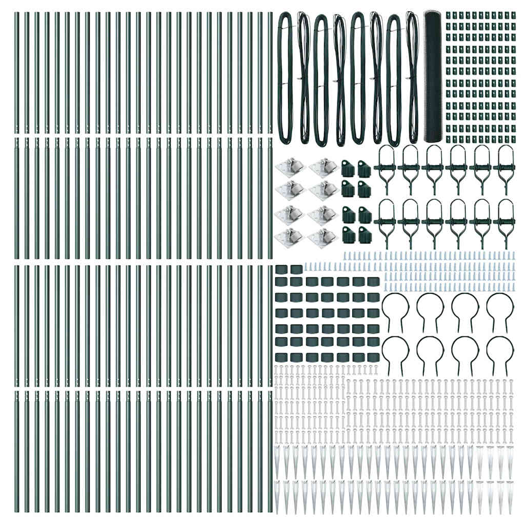 vidaXL Zaunpfosten Grün 100 x 1,2 m (25 mm Netz) Stahl und PVC
