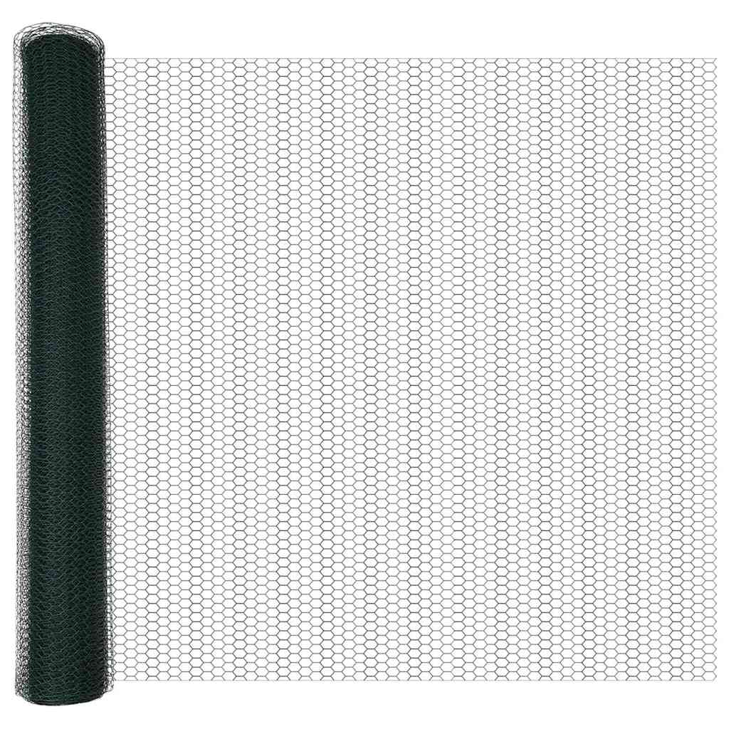 vidaXL Zaunpfosten Grün 100 x 1,2 m (25 mm Netz) Stahl und PVC