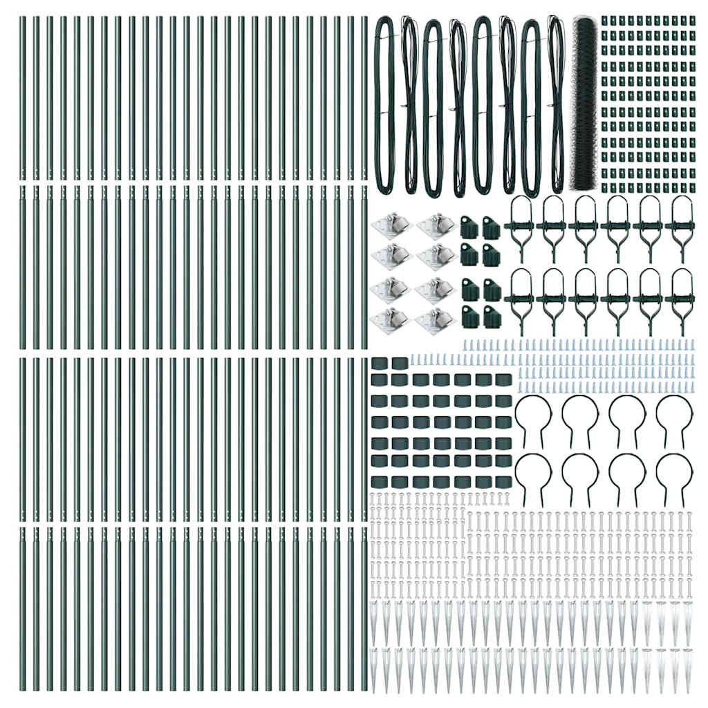 vidaXL Zaunpfosten Grün 100 x 1,2 m (50 mm Maschenweite) Stahl und PVC