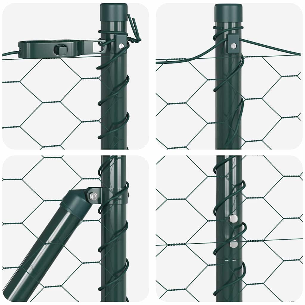 vidaXL Zaunpfosten Grün 100 x 1,5 m (50 mm Maschenweite) Stahl und PVC