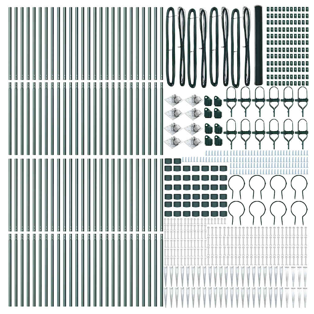vidaXL Zaunpfosten Grün 100 x 1,6 m (25 mm Maschennetz) Stahl und PVC
