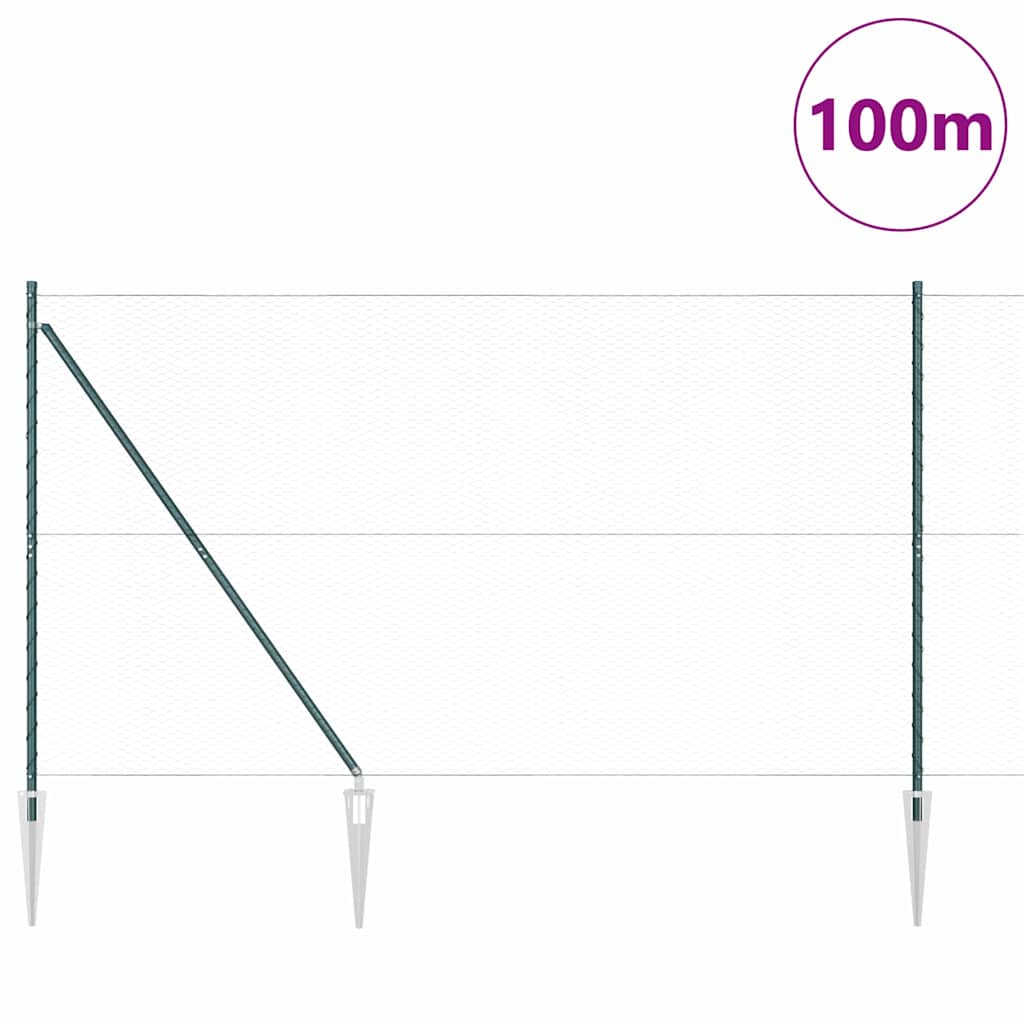 vidaXL Zaunpfosten Grün 100 x 1,6 m (25 mm Maschennetz) Stahl und PVC