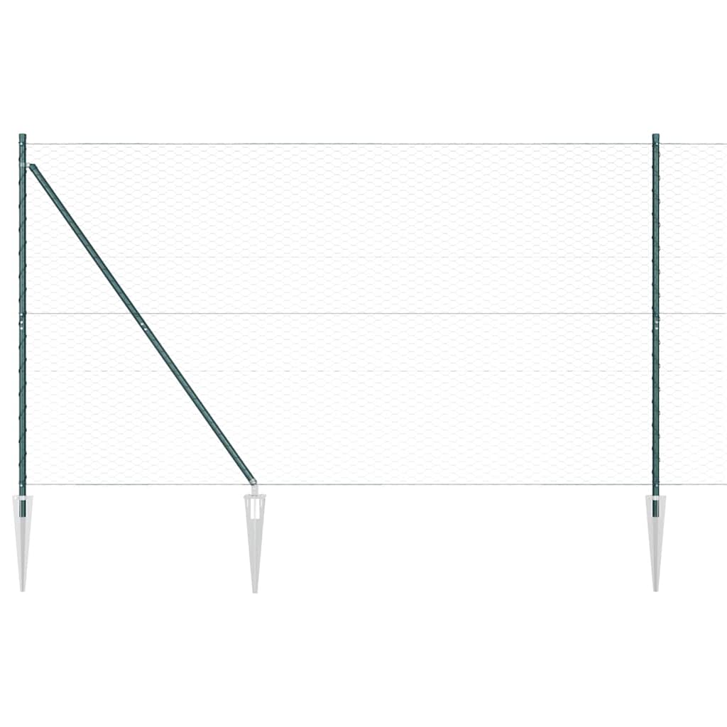 vidaXL Zaunpfosten Grün 100 x 1,6 m (36 mm Maschen) Stahl und PVC