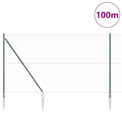 vidaXL Zaunpfosten Grün 100 x 1,6 m (36 mm Maschen) Stahl und PVC
