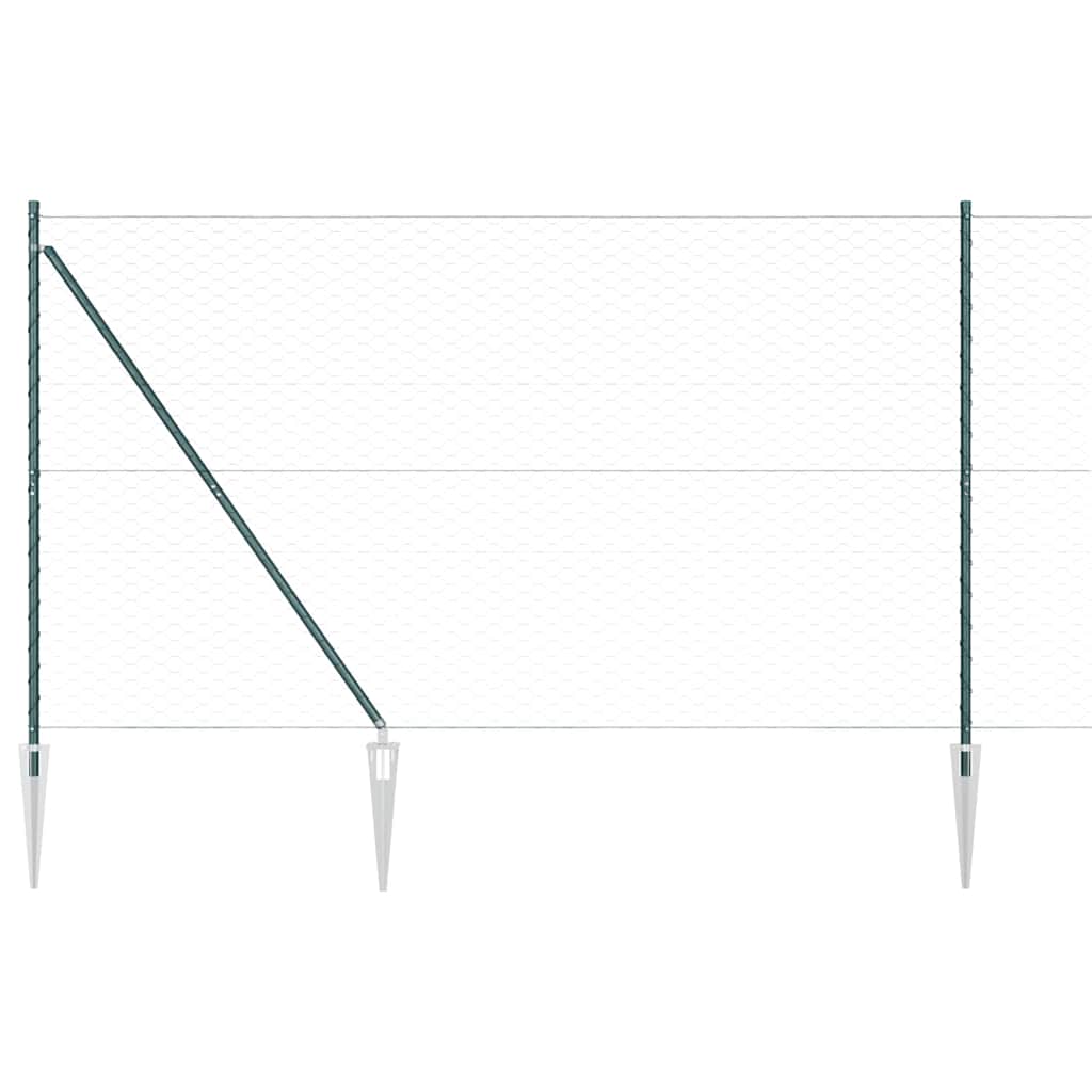 vidaXL Zaunpfosten Grün 100 x 1,6 m (50 mm Maschen) Stahl und PVC