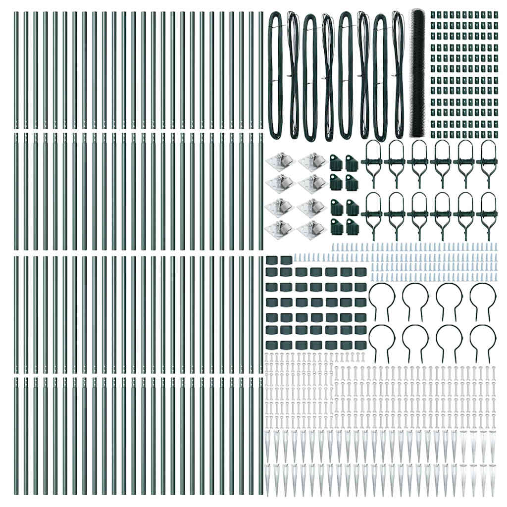 vidaXL Zaunpfosten Grün 100 x 1,6 m (50 mm Maschen) Stahl und PVC