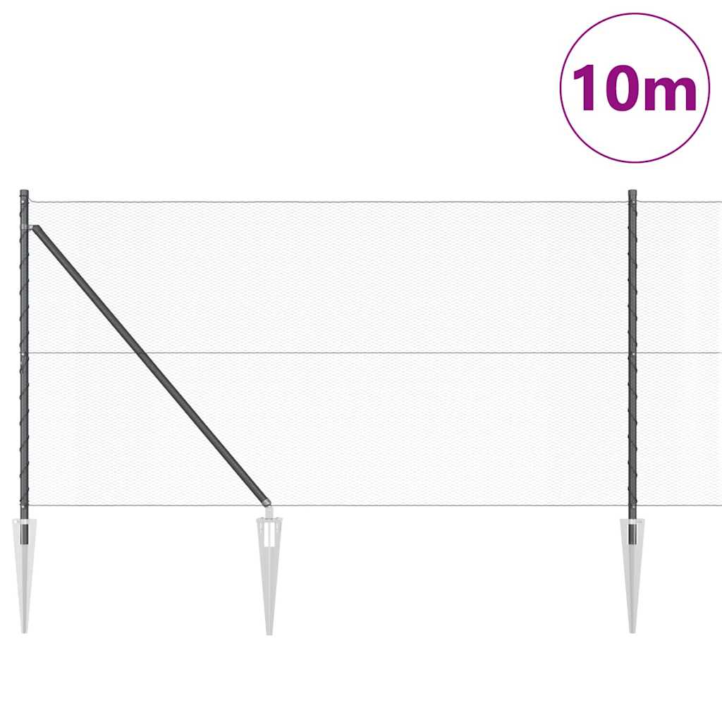 vidaXL Zaunpfosten Grau 10 x 1 m (13 mm Maschen) Stahl und PVC