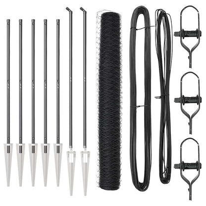 Zaunpfosten Grau 10 x 1,2 m (36 mm Netz) Stahl und PVC