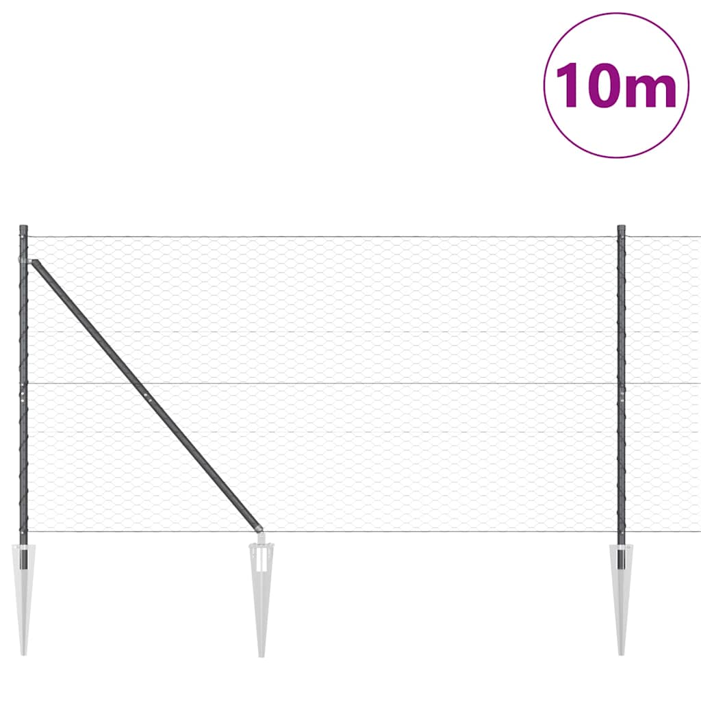 vidaXL Zaunpfosten Grau 10 x 1,4 m (36 mm Maschenweite) Stahl und PVC
